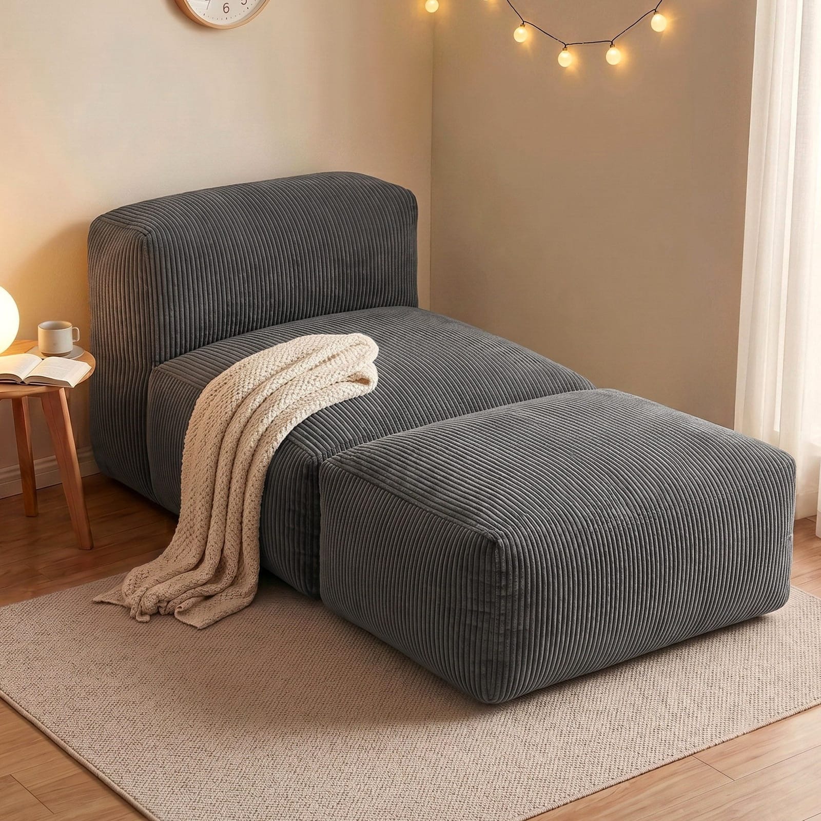 Foldable Sofa Bed Grey 164x82x75cm