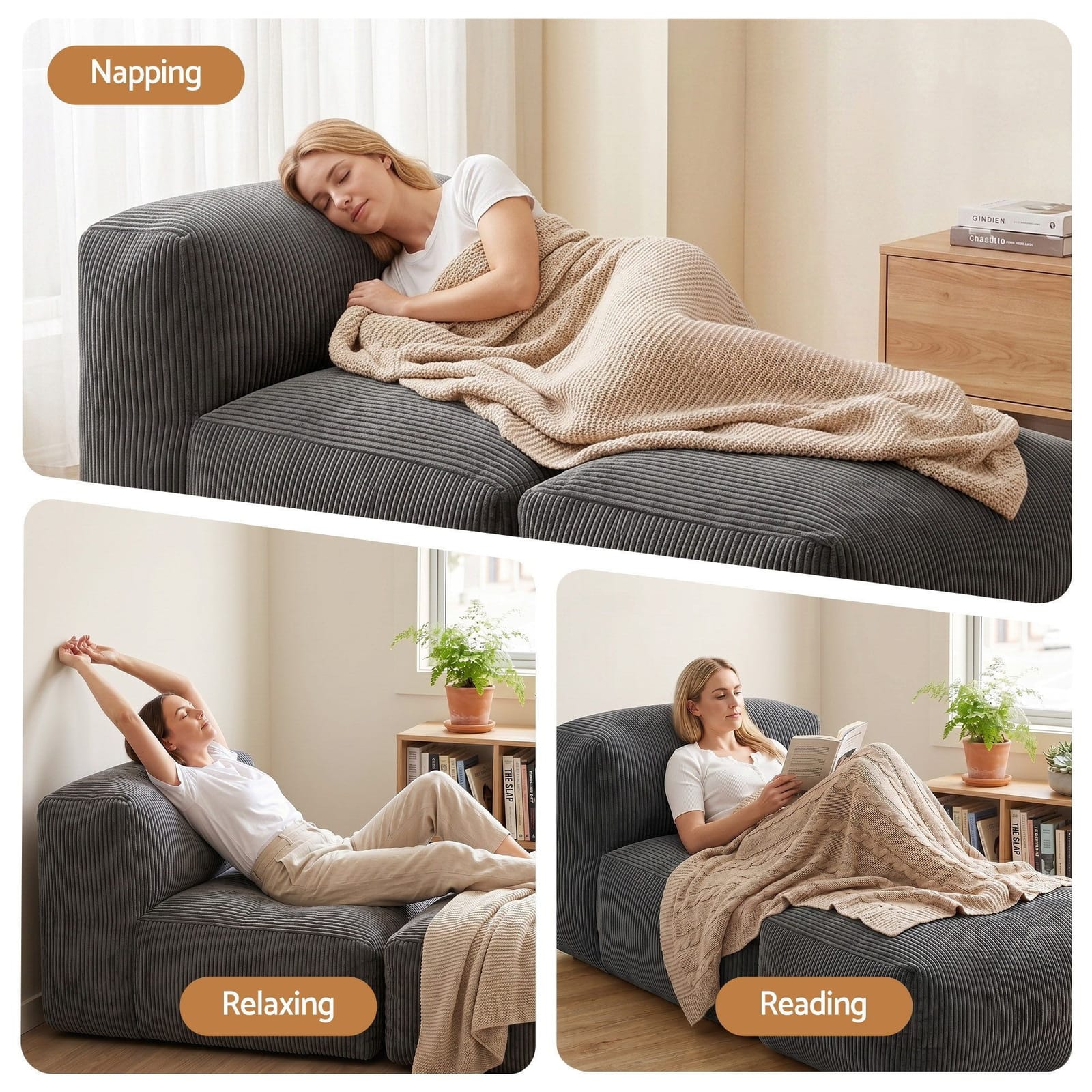 Foldable Sofa Bed Grey 164x82x75cm