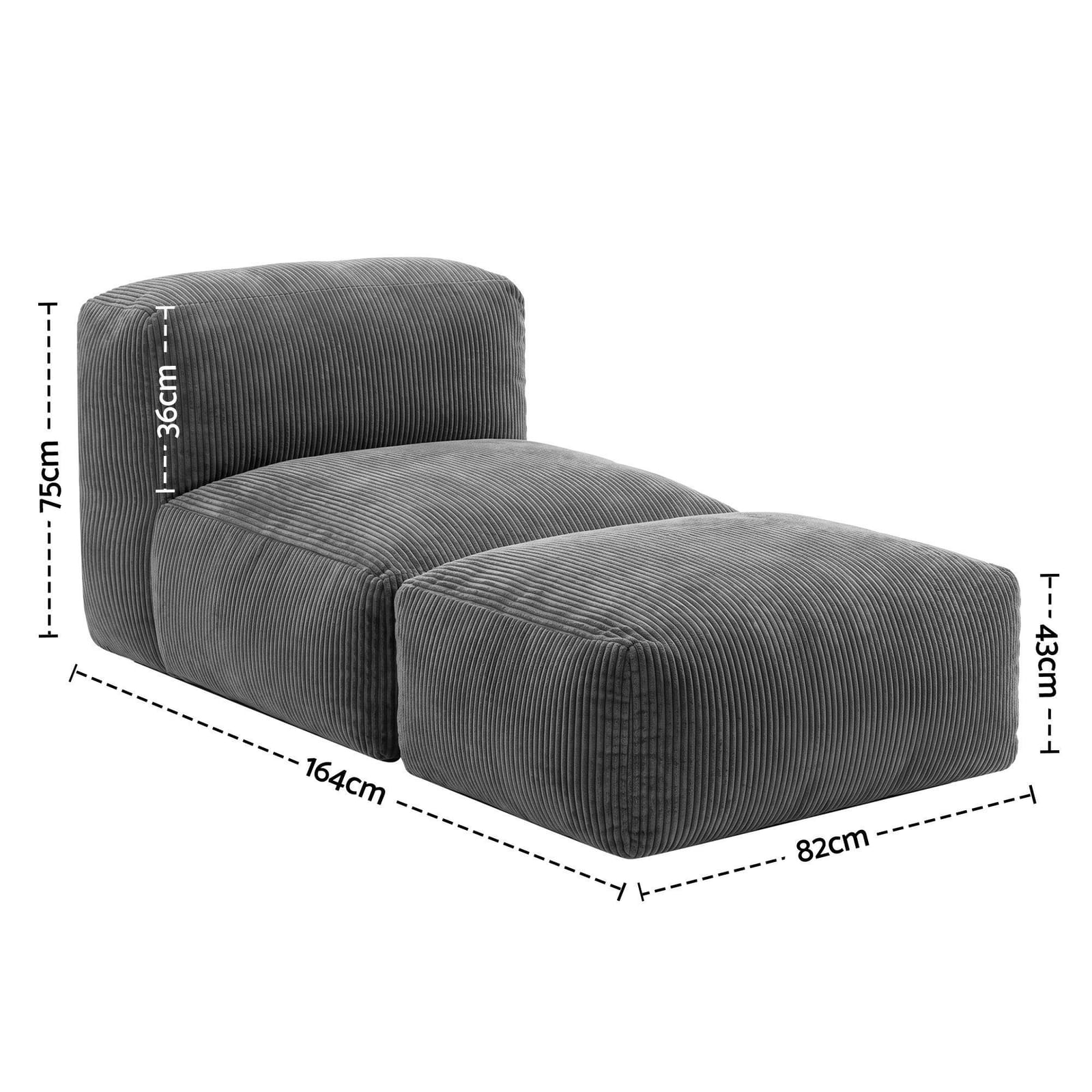 Foldable Sofa Bed Grey 164x82x75cm
