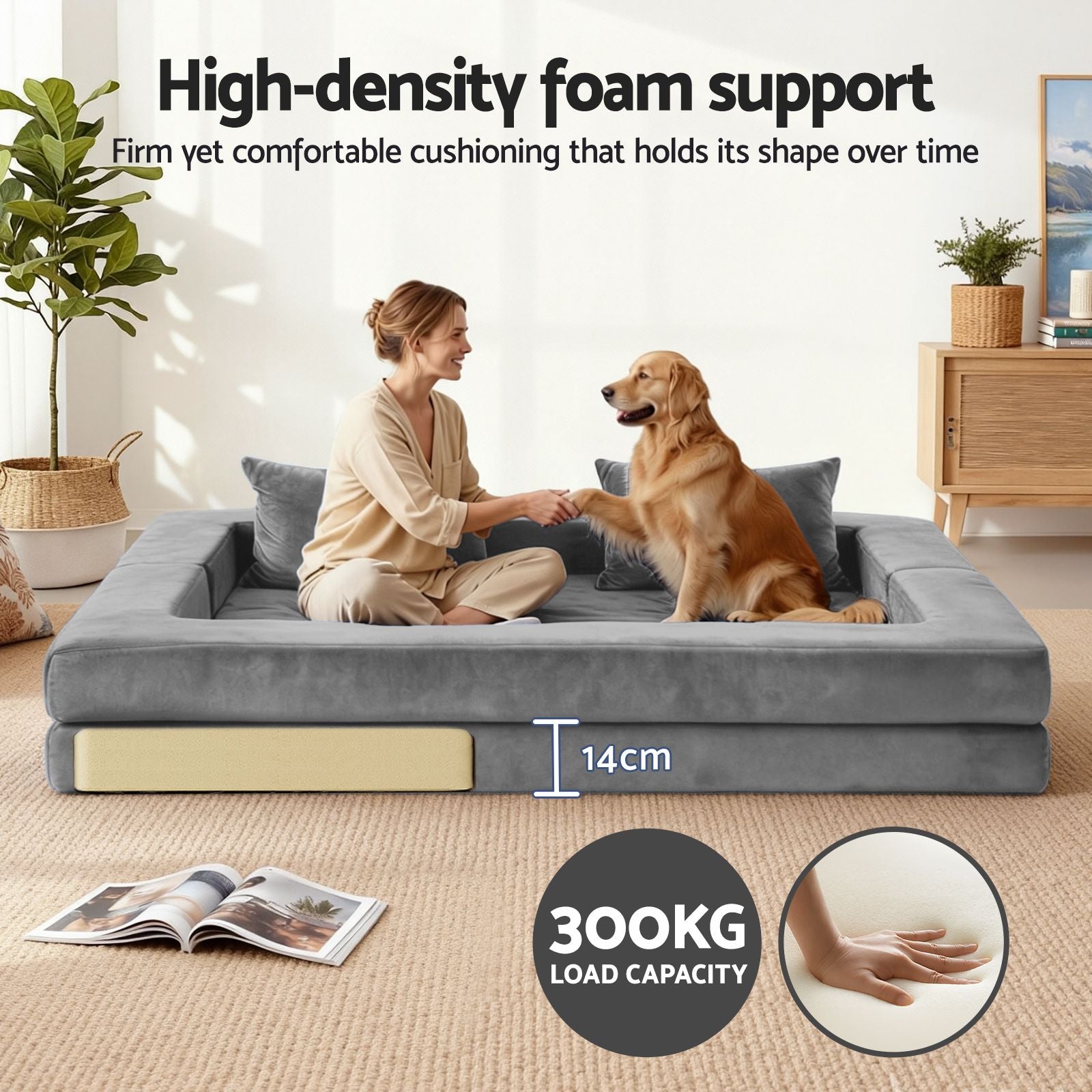 Convertible Folding Sofa Bed Grey Velvet | Simpledeals