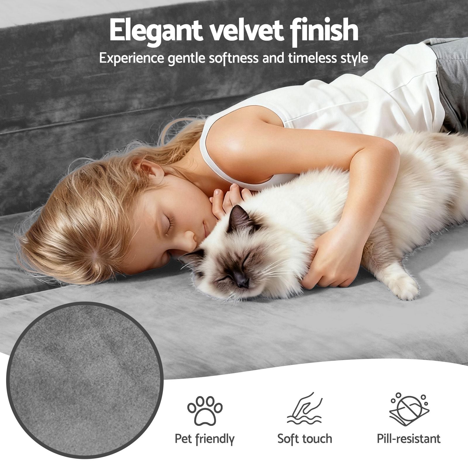 Convertible Folding Sofa Bed Grey Velvet | Simpledeals
