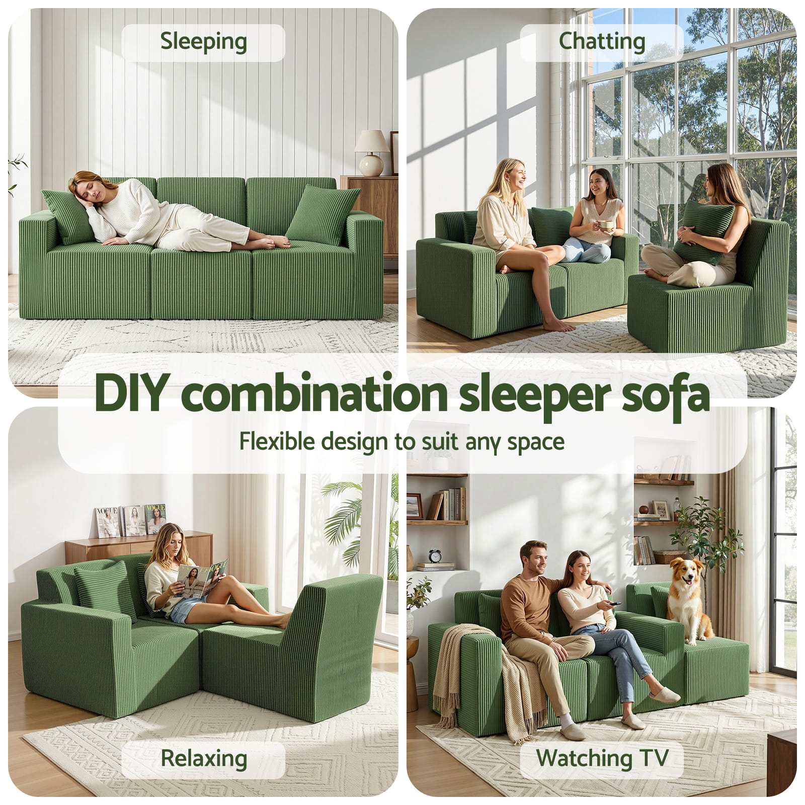 Modular Sofa Bed Green king