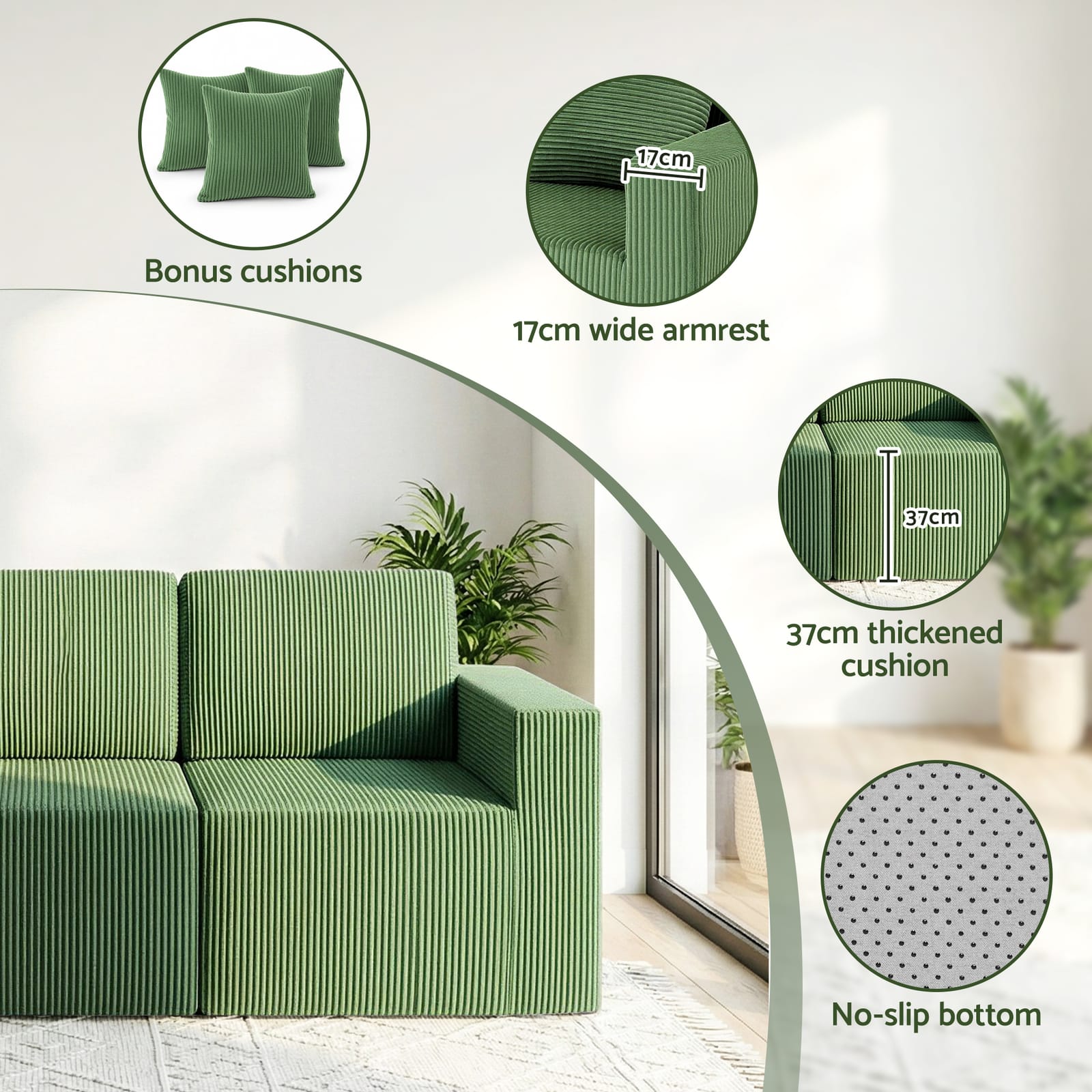 Modular Sofa Bed Green king