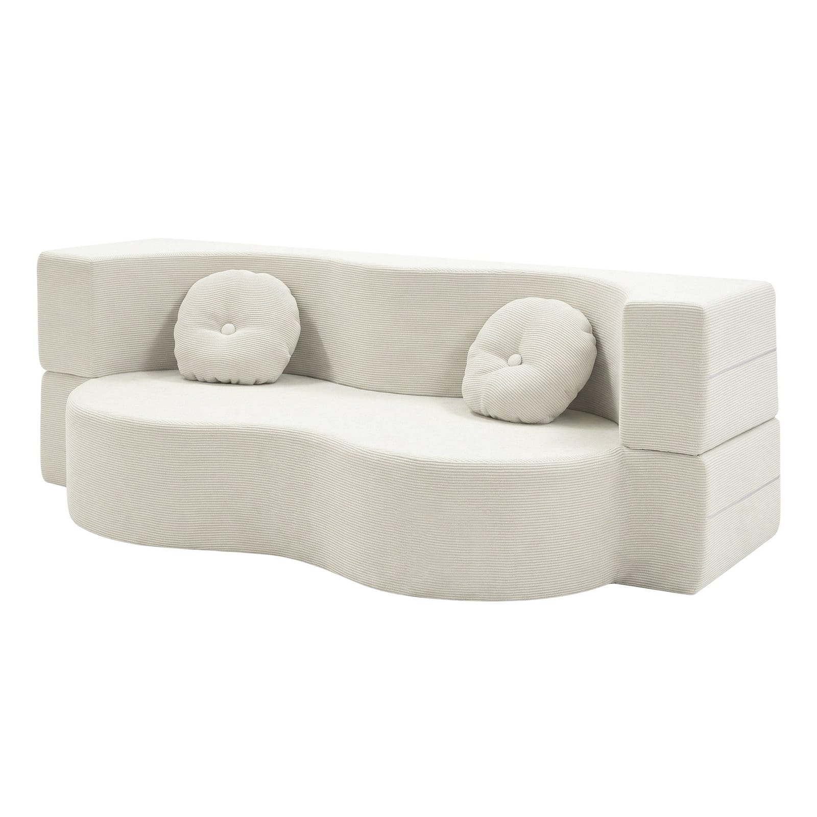 Folding Sofa Bed Beige 203x51x68cm