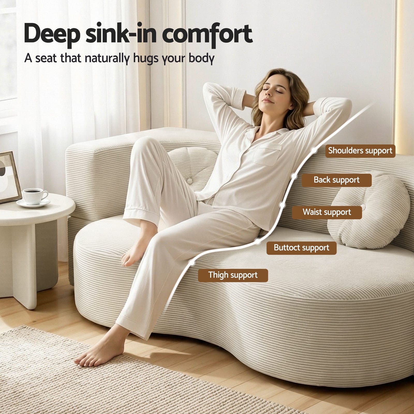Folding Sofa Bed Beige 203x51x68cm