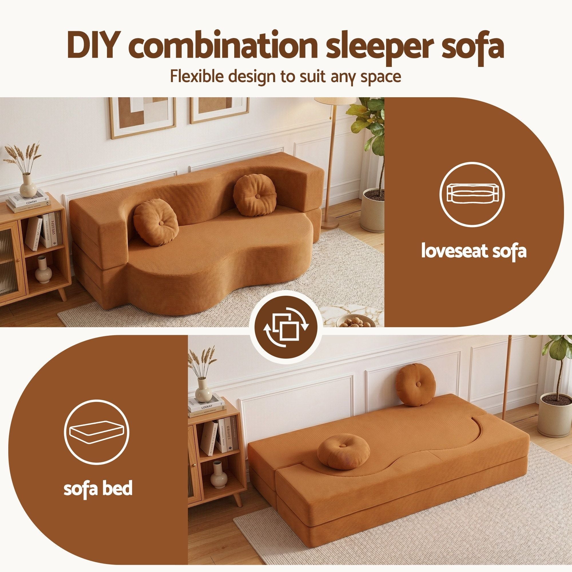 Folding Sofa Bed Futon Convertible Loveseat | Simpledeals