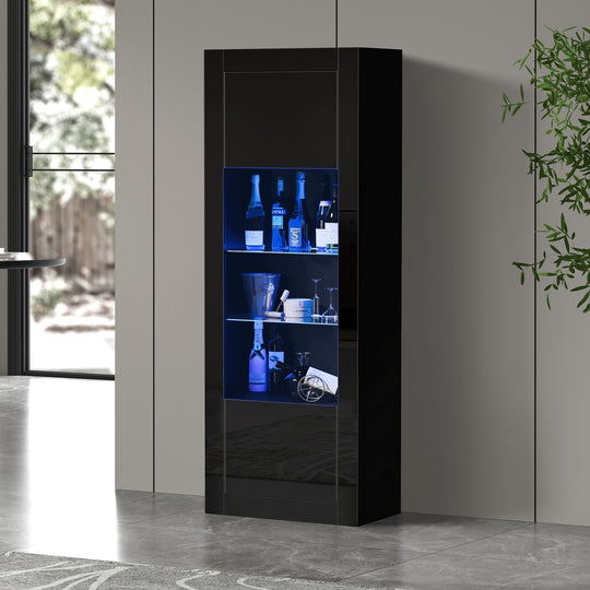 LED Display Cabinet Sideboard 170cm Black | Simpledeals