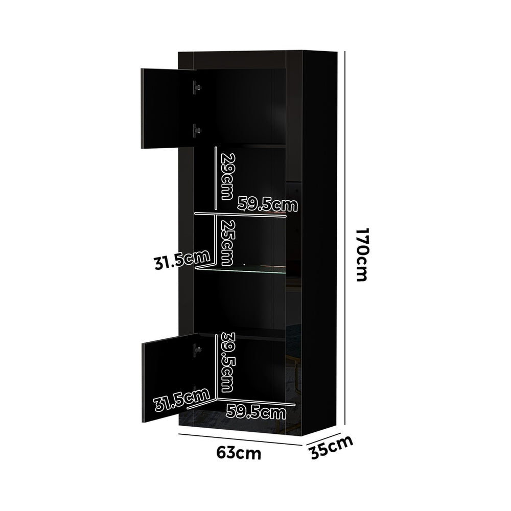 LED Display Cabinet Sideboard 170cm Black | Simpledeals