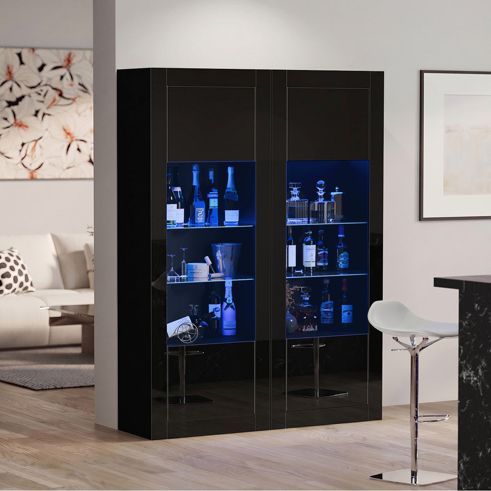 LED Display Cabinet Sideboard 170cm Black | Simpledeals