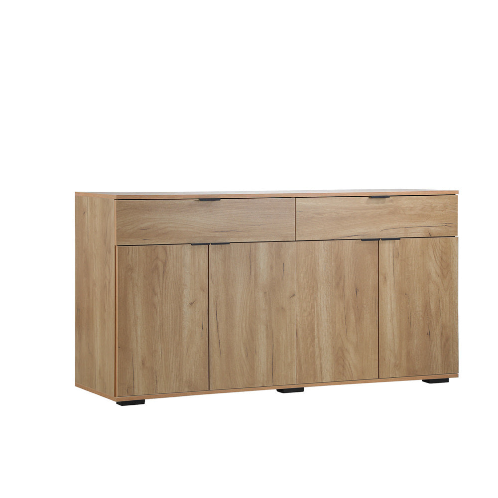 Sideboard High Gloss 4 Doors 2 Drawers Black