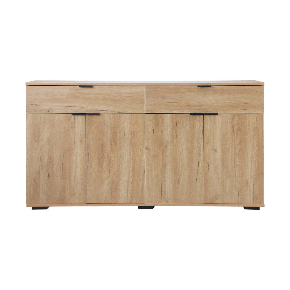 Sideboard High Gloss 4 Doors 2 Drawers Black