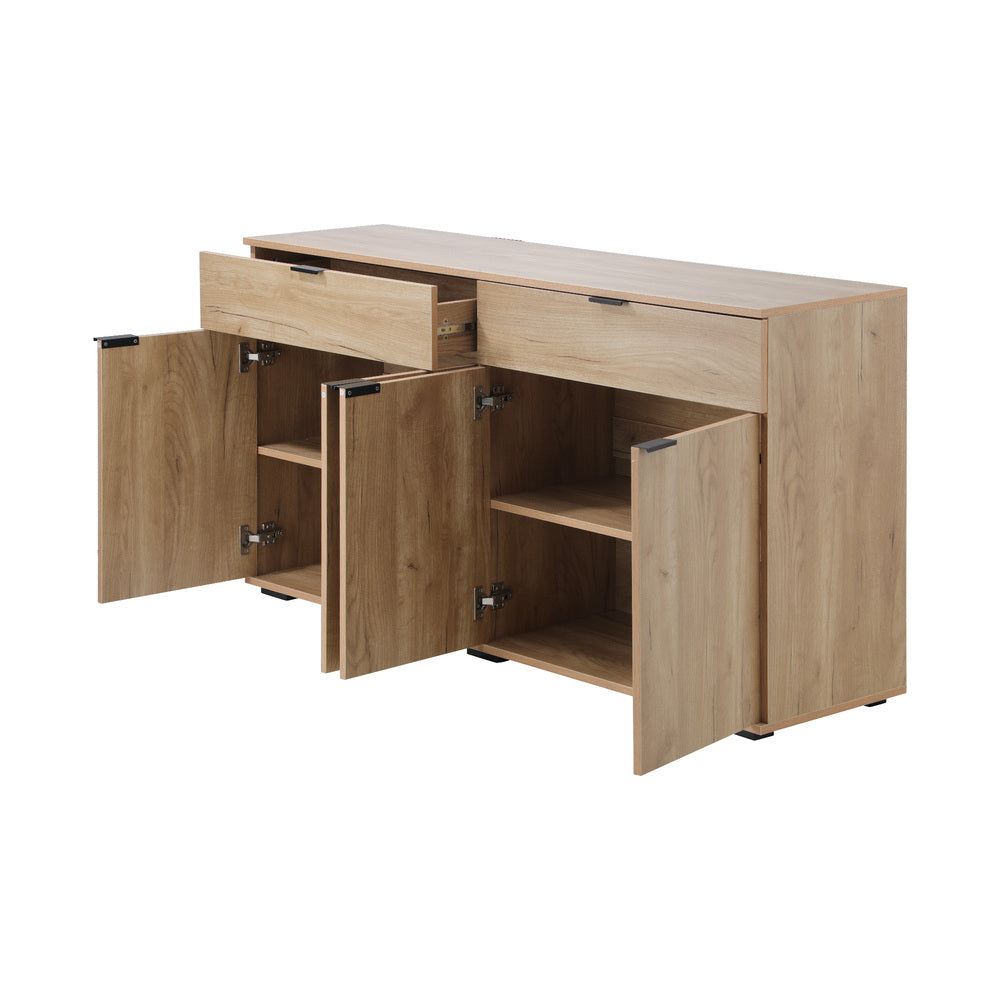 Sideboard High Gloss 4 Doors 2 Drawers Black