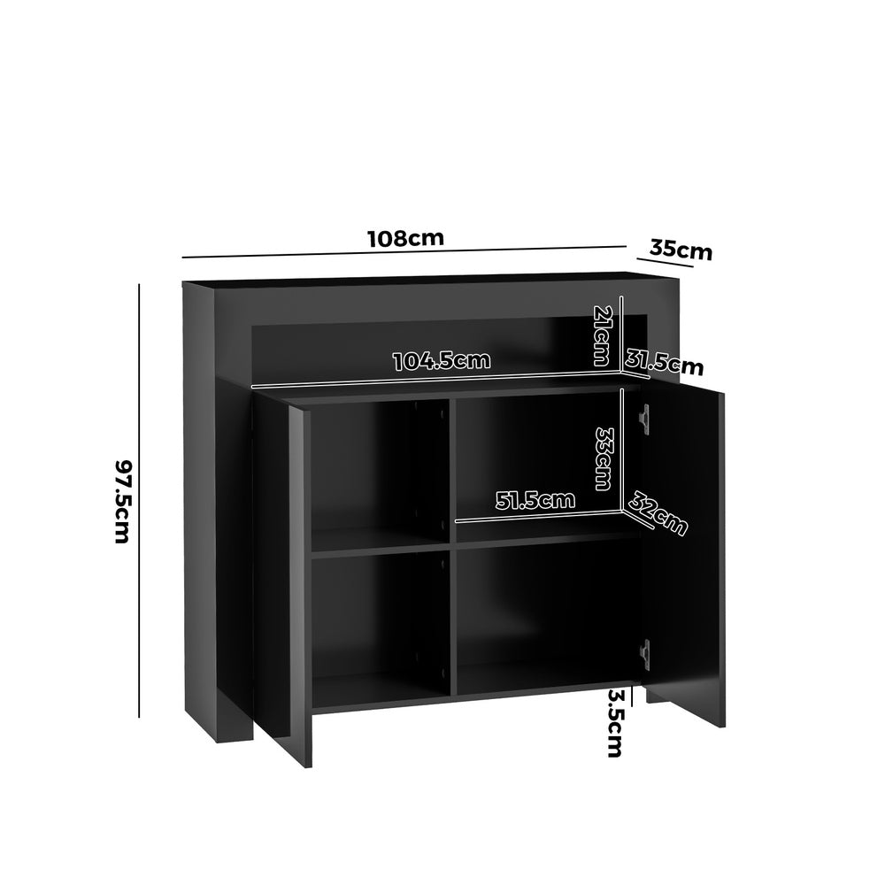 Buffet Sideboard LED RGB High Gloss 2 Doors Black/White