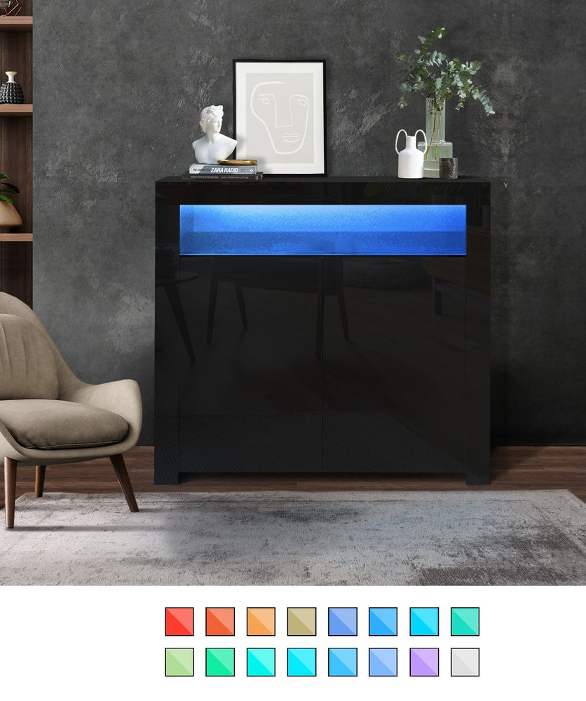 Buffet Sideboard LED RGB High Gloss 2 Doors Black/White