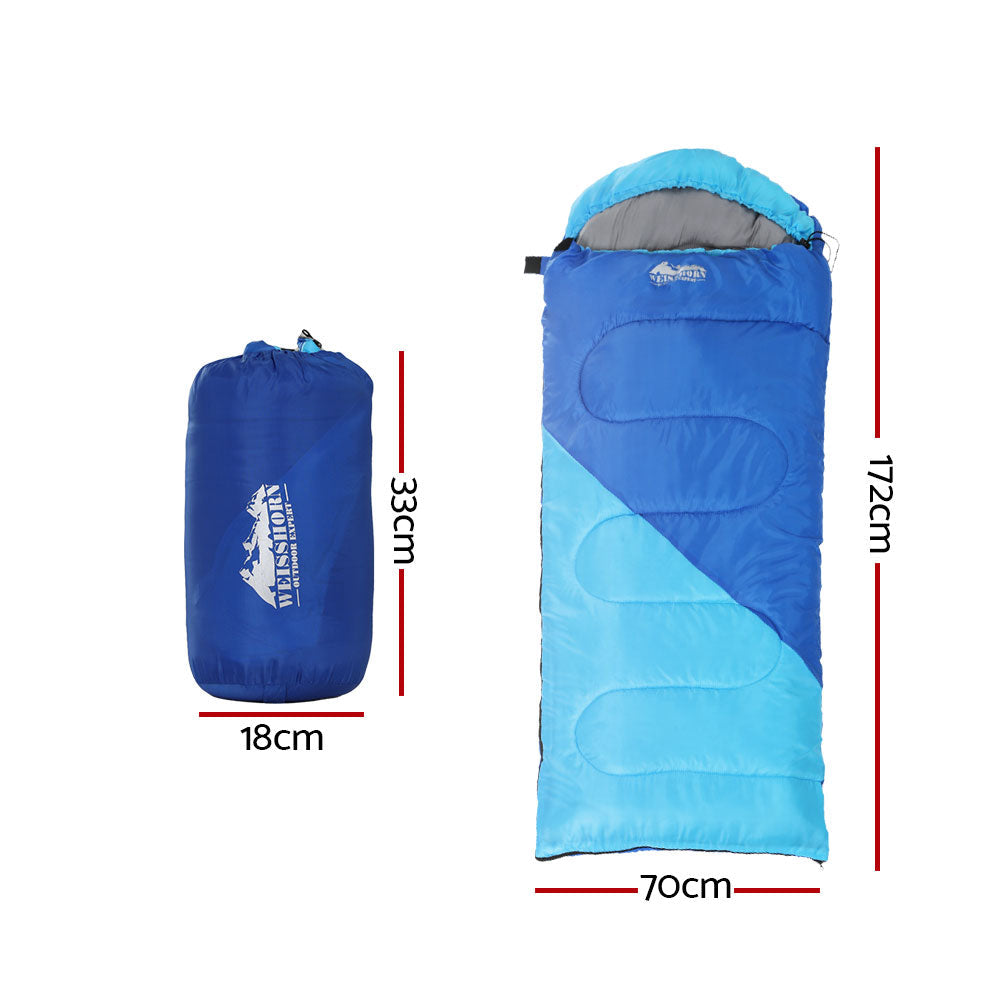 Blue colour - Sleeping Bag Kids Single 172Cm Thermal Camping Hiking Blue
