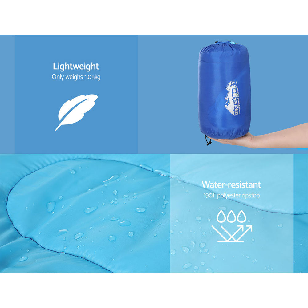 Sleeping Bag Kids Single 172Cm Thermal Camping Hiking Blue | Single