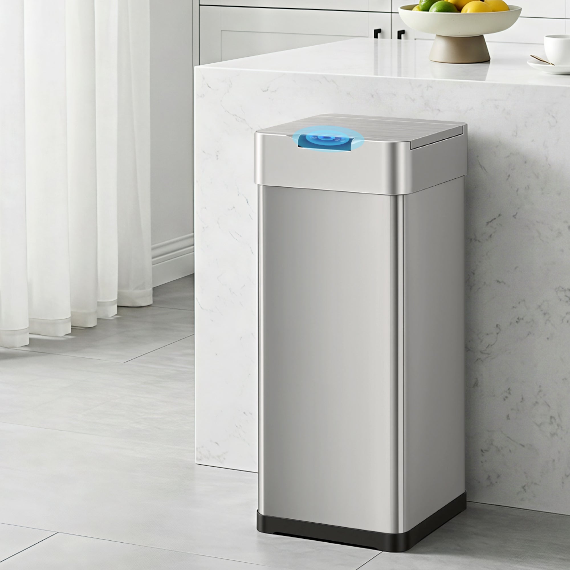 50L Motion Sensor Trash Can Automatic Kitchen Bin Silver
