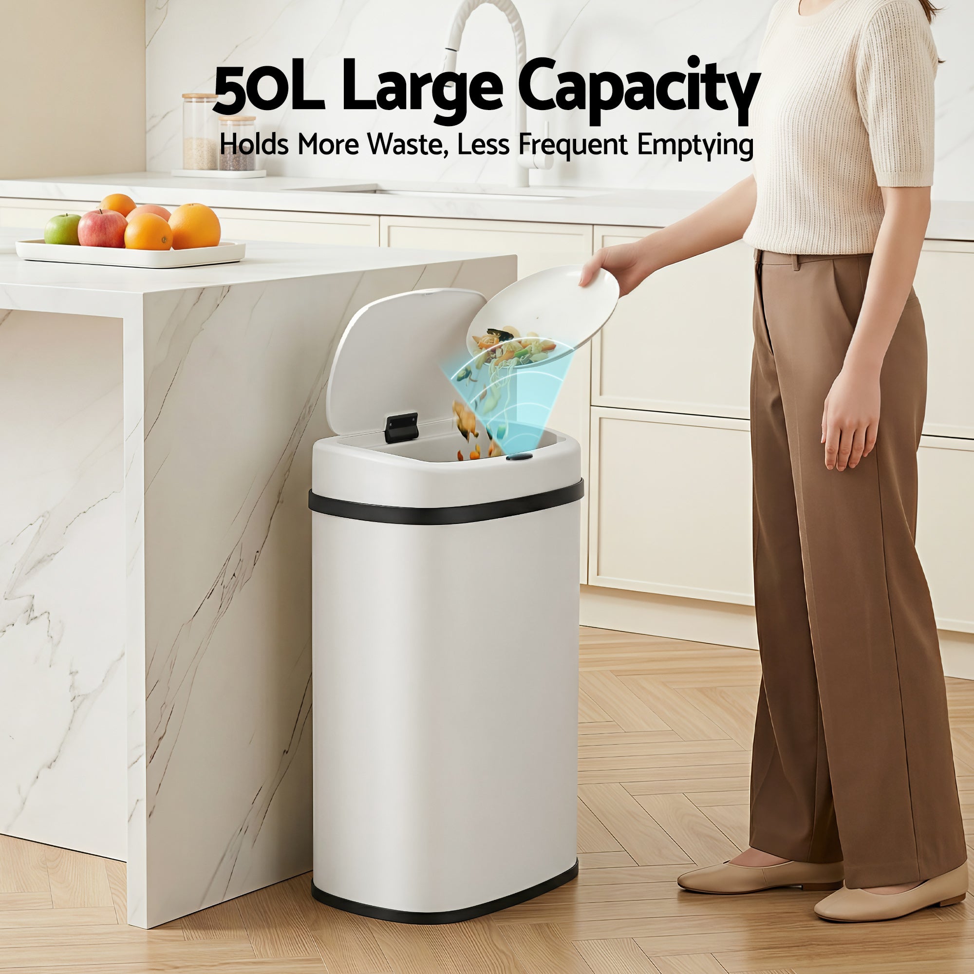 50L Sensor Bin Motion Rubbish Automatic White