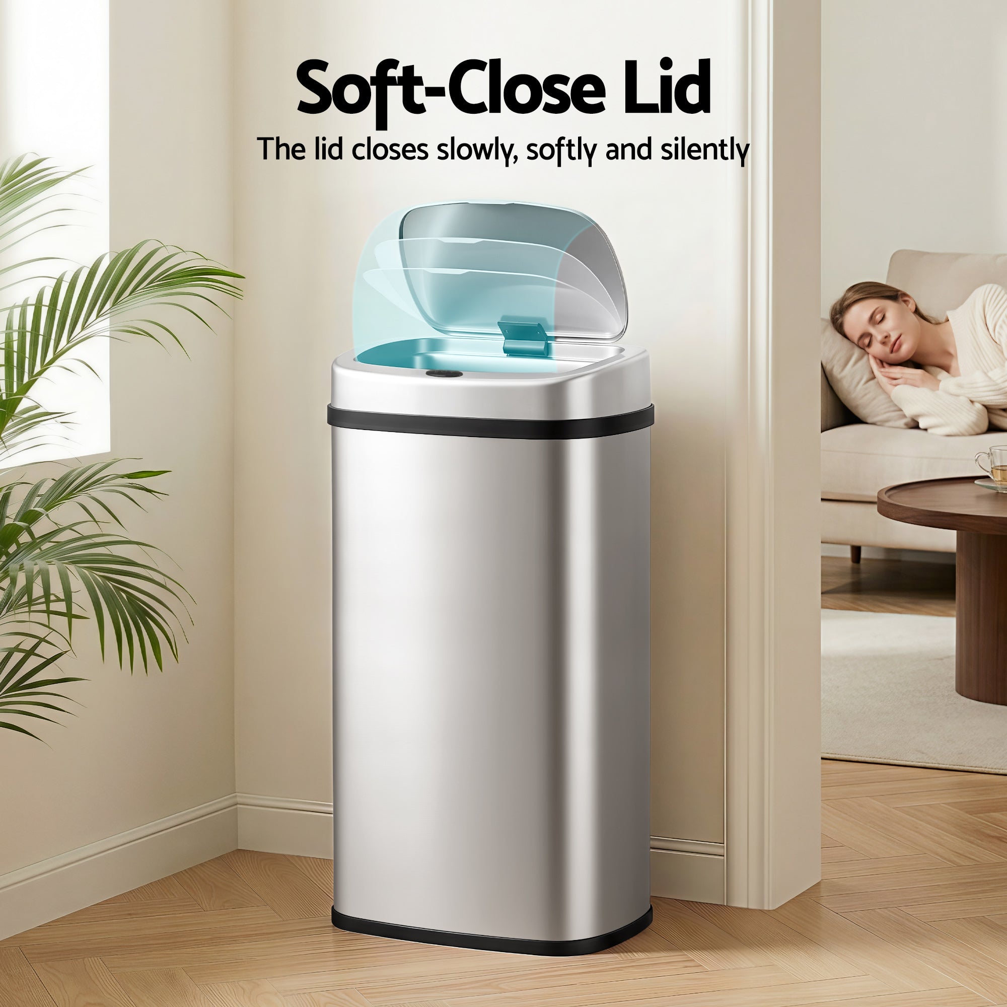 Automatic Bins - 60L Sensor Bin Motion Rubbish Automatic Silver