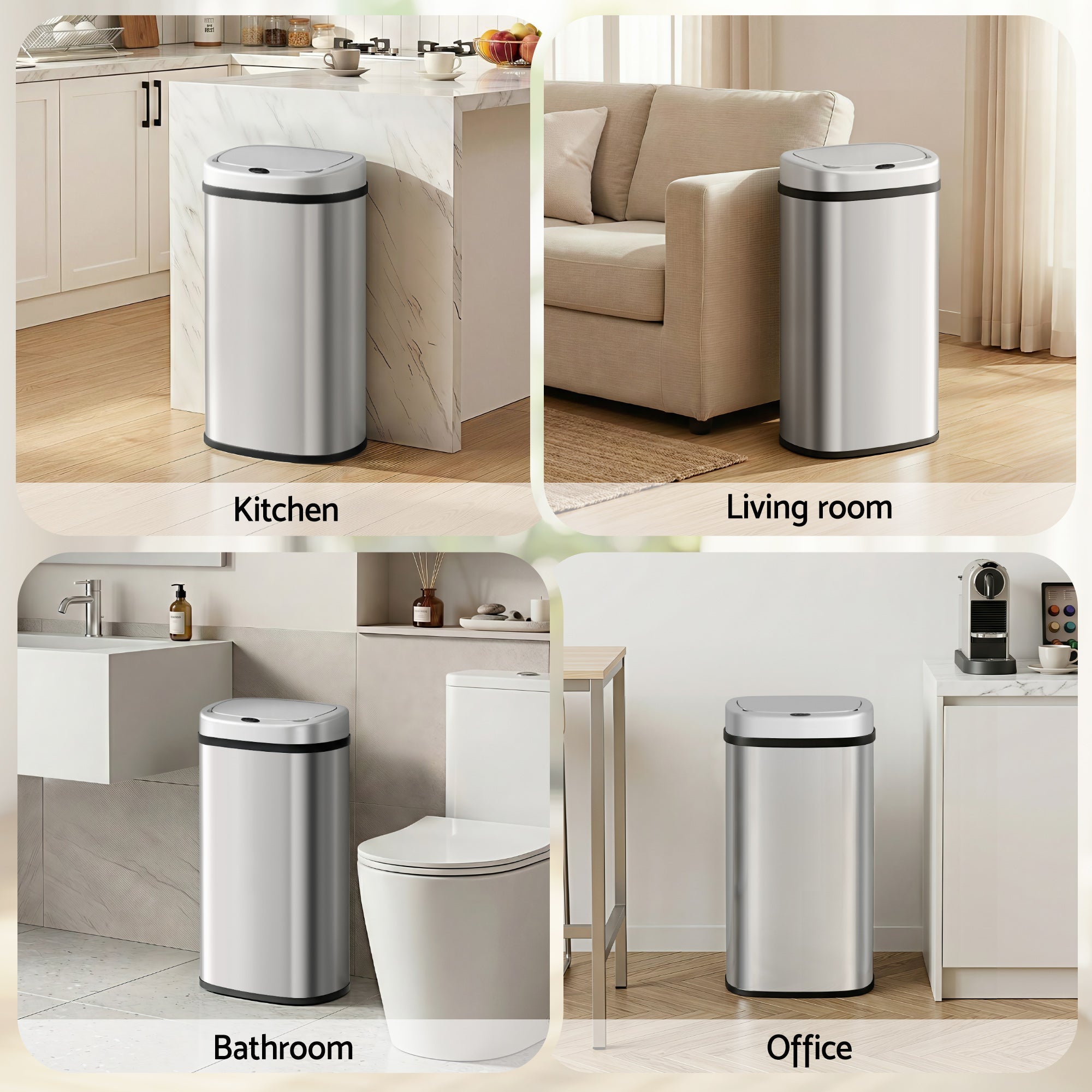 60L Sensor Bin Motion Rubbish Automatic Silver | Automatic Bins