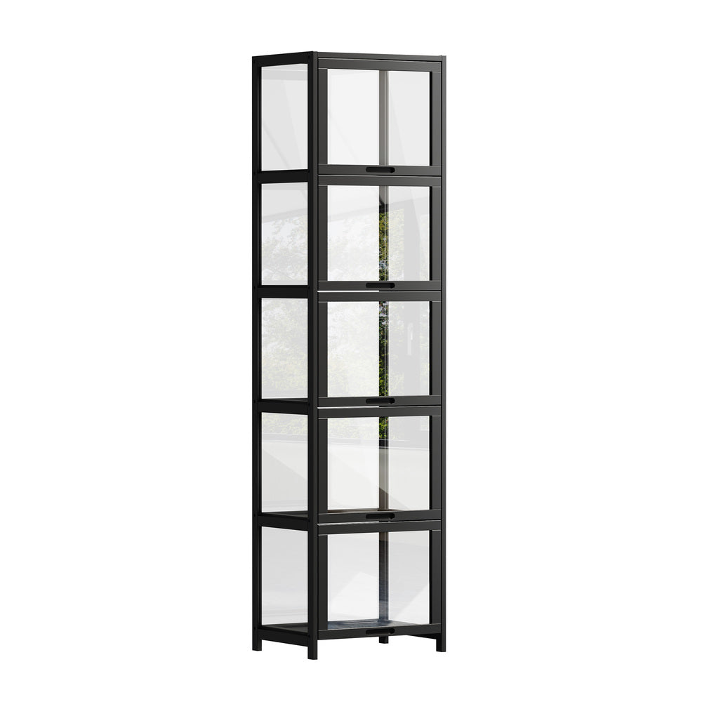 5-Tier Display Cabinet Bookcase Black Bamboo | Simpledeals
