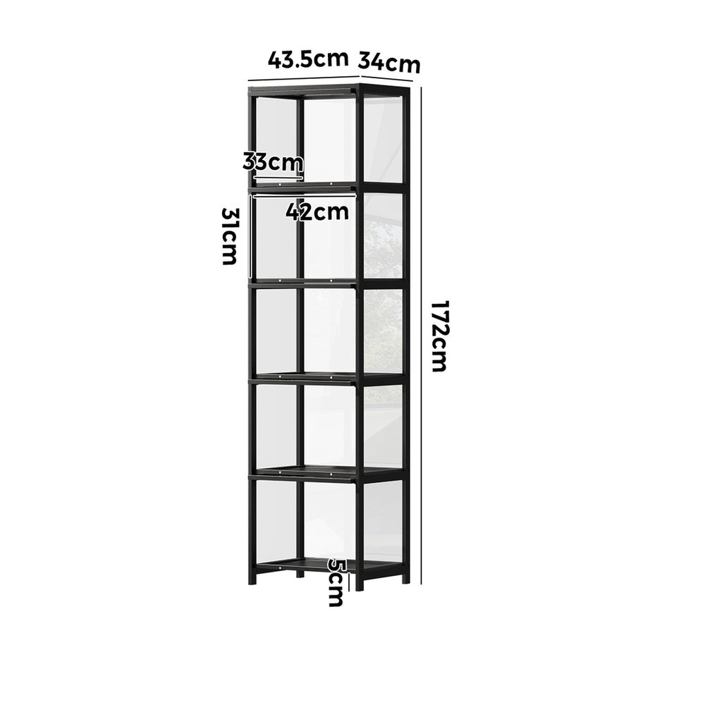 5-Tier Display Cabinet Bookcase Black Bamboo | Simpledeals
