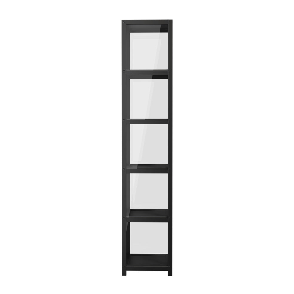 5-Tier Display Cabinet Bookcase Black Bamboo | Simpledeals