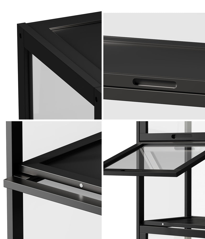 5-Tier Display Cabinet Bookcase Black Bamboo | Simpledeals