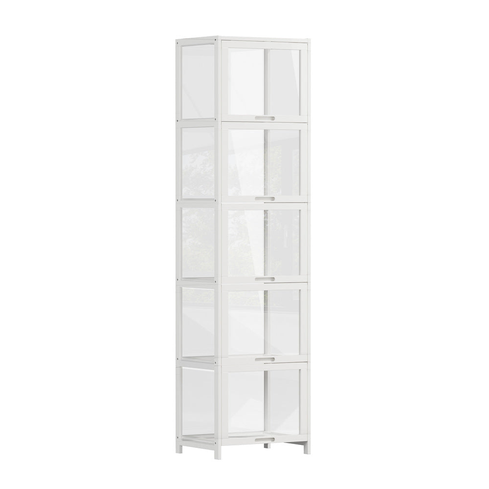5-Tier Display Cabinet Bookcase White | Simpledeals