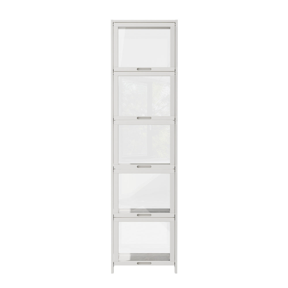 5-Tier Display Cabinet Bookcase White | Simpledeals