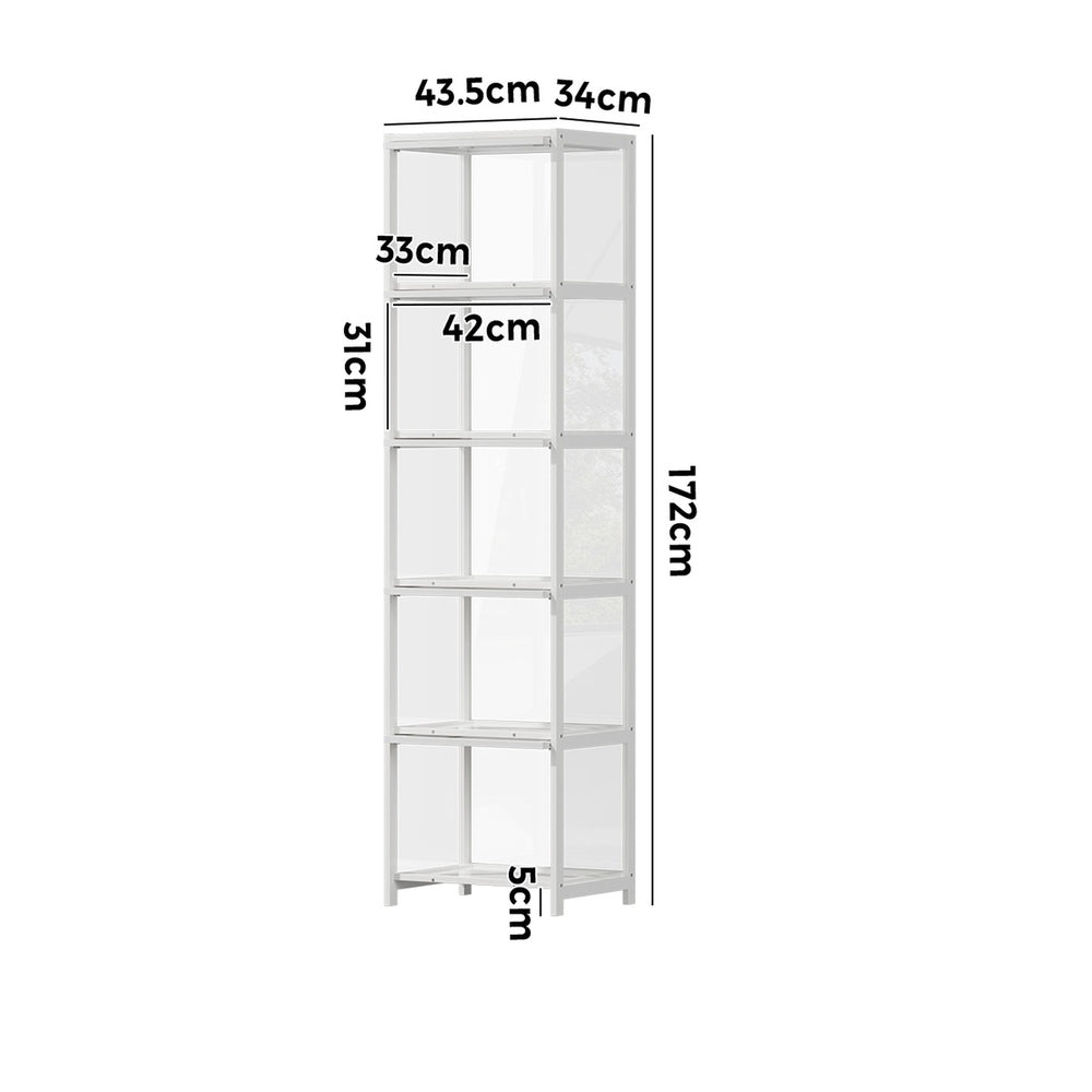 5-Tier Display Cabinet Bookcase White | Simpledeals