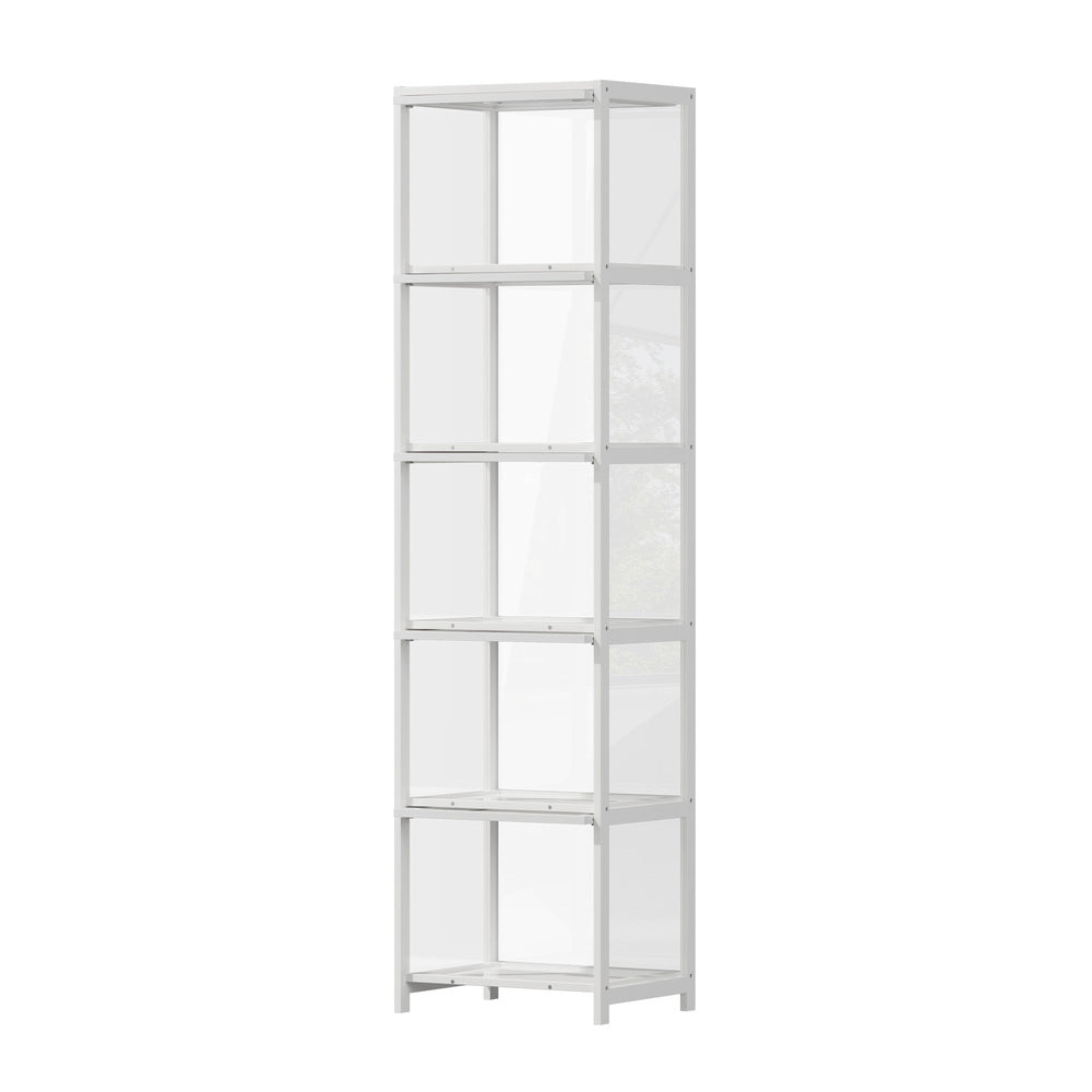 5-Tier Display Cabinet Bookcase White | Simpledeals