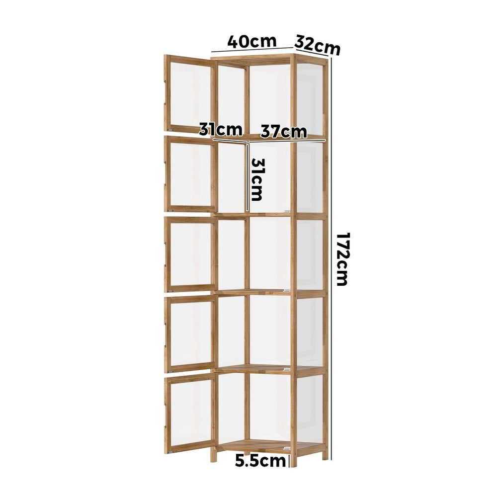 Display Cabinet 5-Tier Slim Storage Shelves Black
