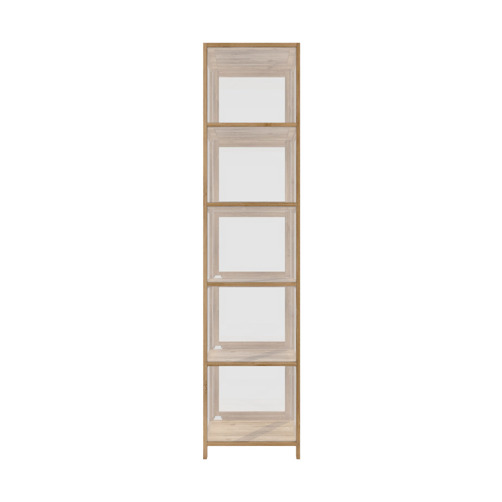 Display Cabinet 5-Tier Slim Storage Shelves Black