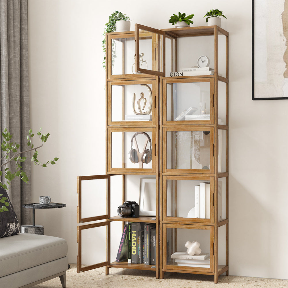 Display Cabinet 5-Tier Slim Storage Shelves Black