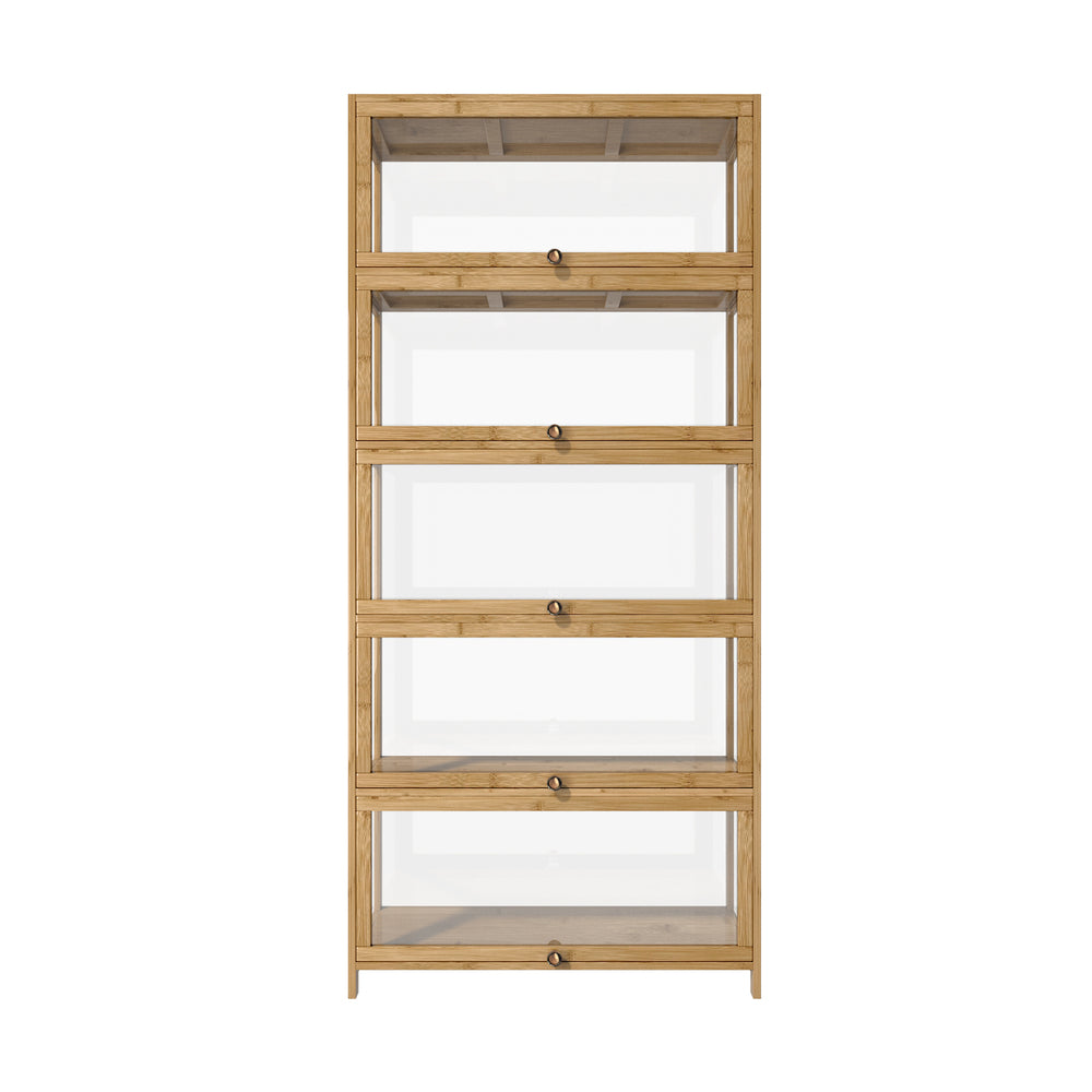 Display Cabinet 5 Tiers Clear Door Black