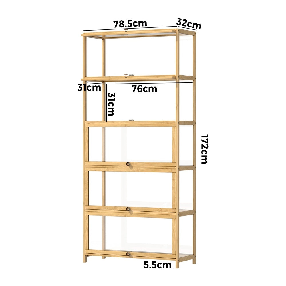 Display Cabinet 5 Tiers Clear Door Black
