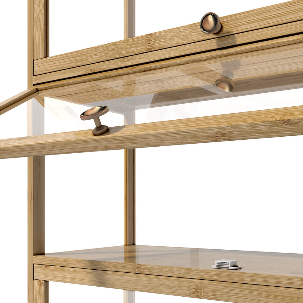 Display Cabinet 5 Tiers Clear Door Black