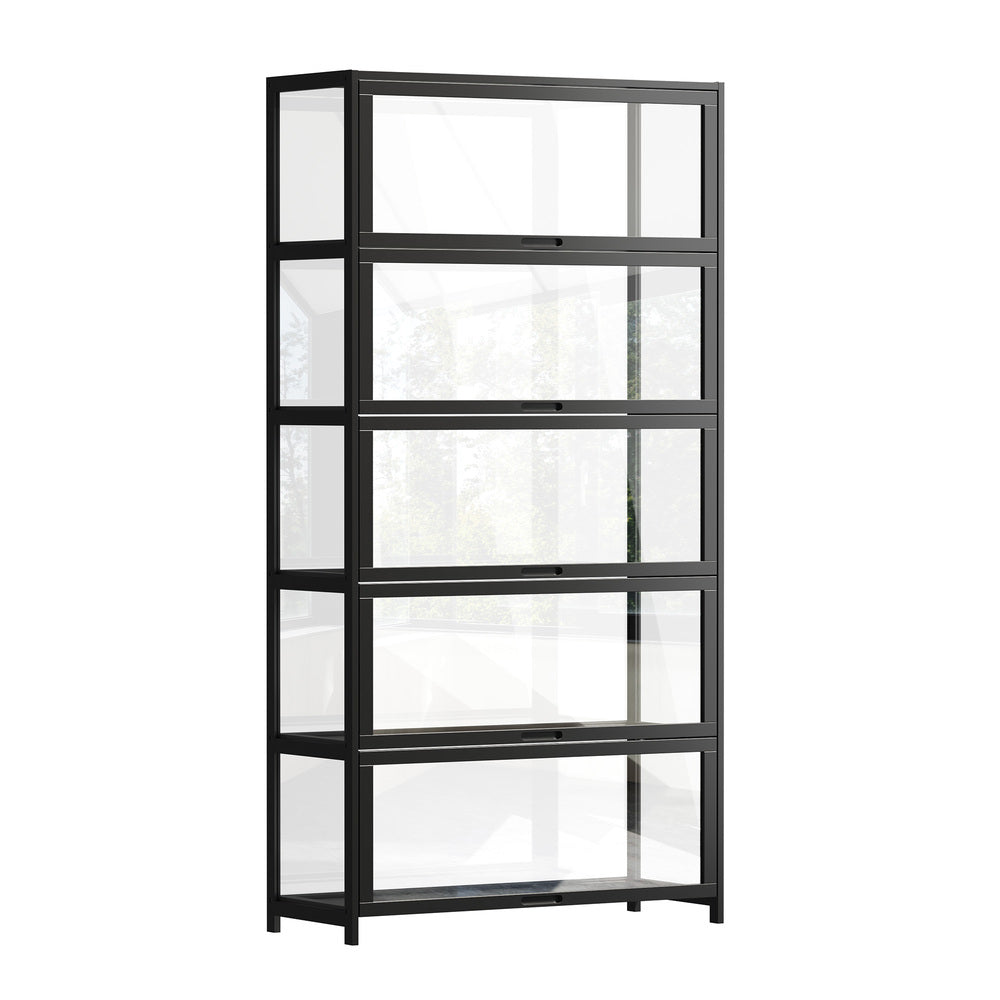 5-Tier Display Cabinet Tall Bookcase Black | Simpledeals