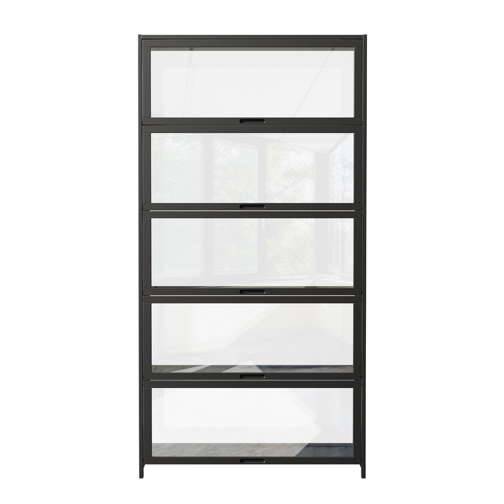 5-Tier Display Cabinet Tall Bookcase Black | Simpledeals