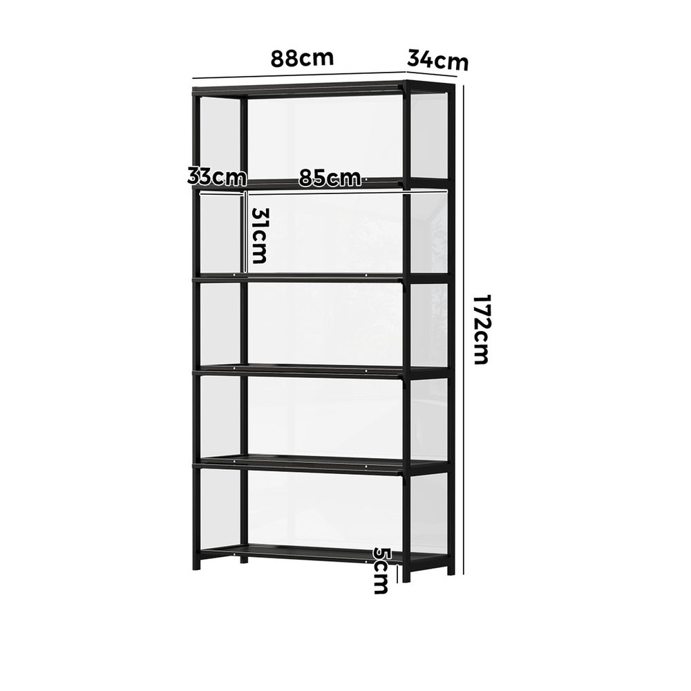 5-Tier Display Cabinet Tall Bookcase Black | Simpledeals