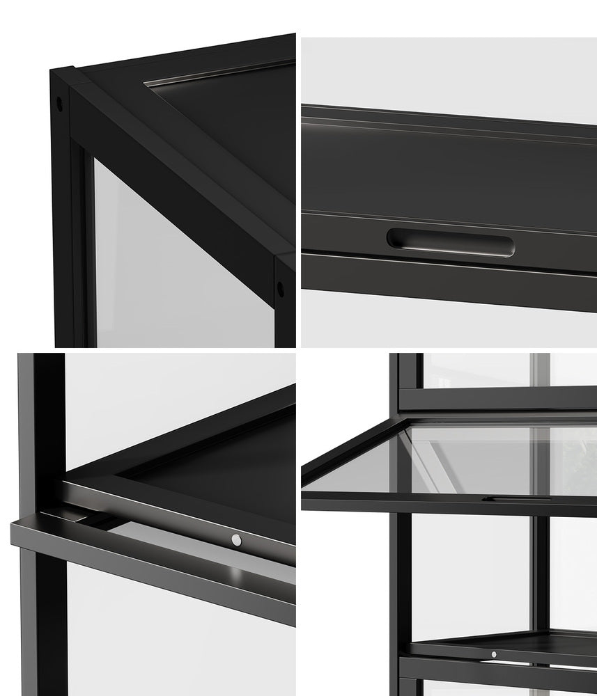 5-Tier Display Cabinet Tall Bookcase Black | Simpledeals