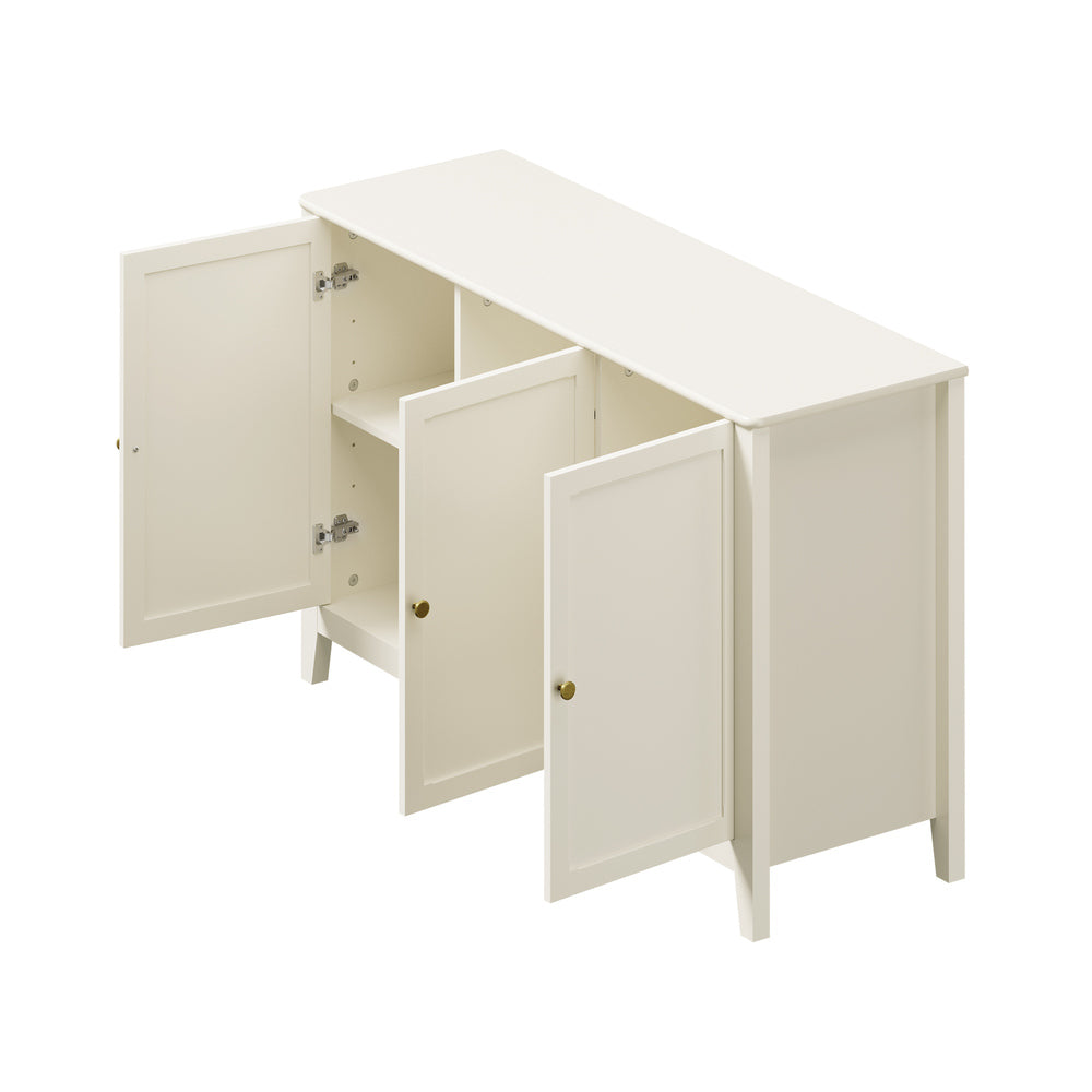 White 3 Door Sideboard Cabinet 120x39.5x74.5cm