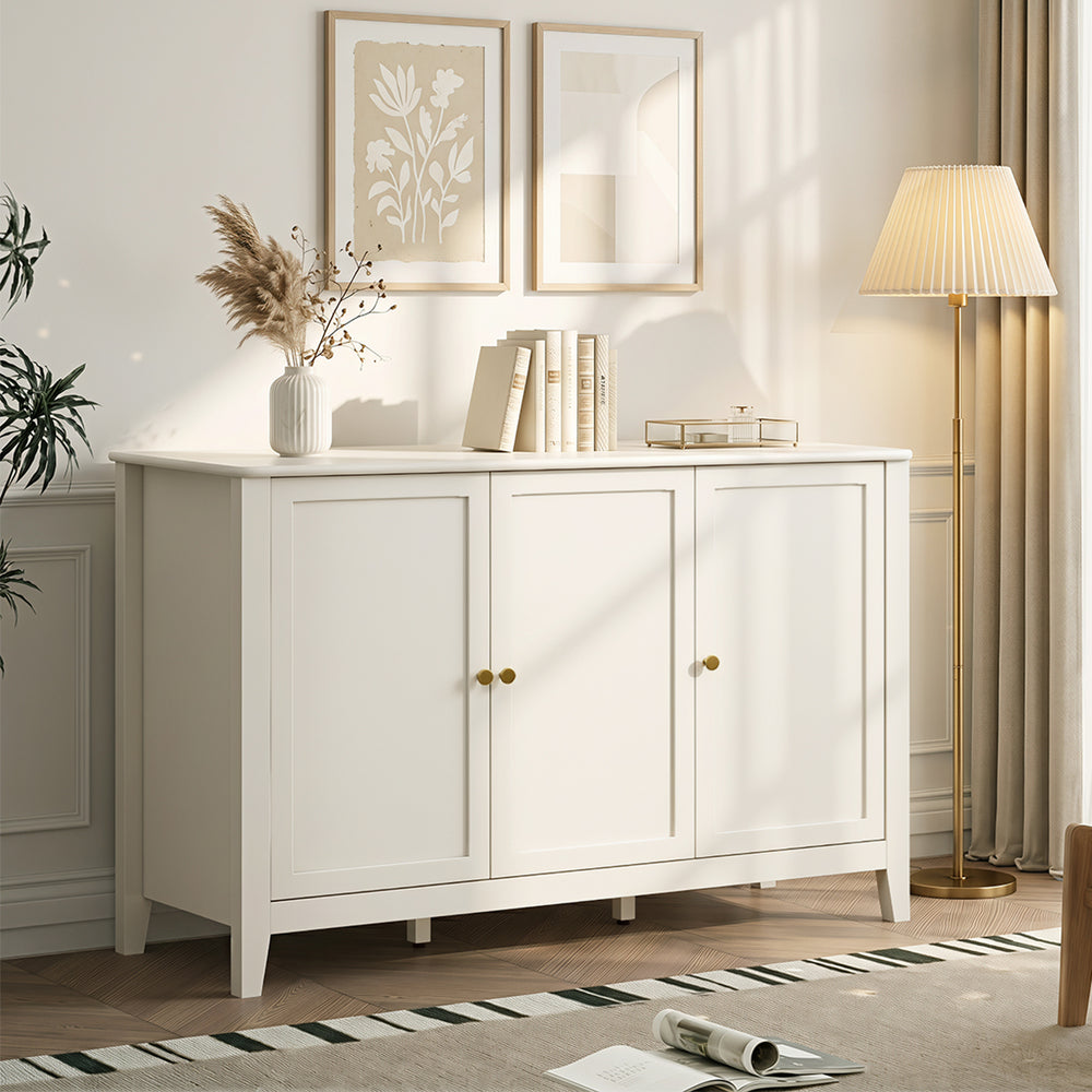 White 3 Door Sideboard Cabinet 120x39.5x74.5cm