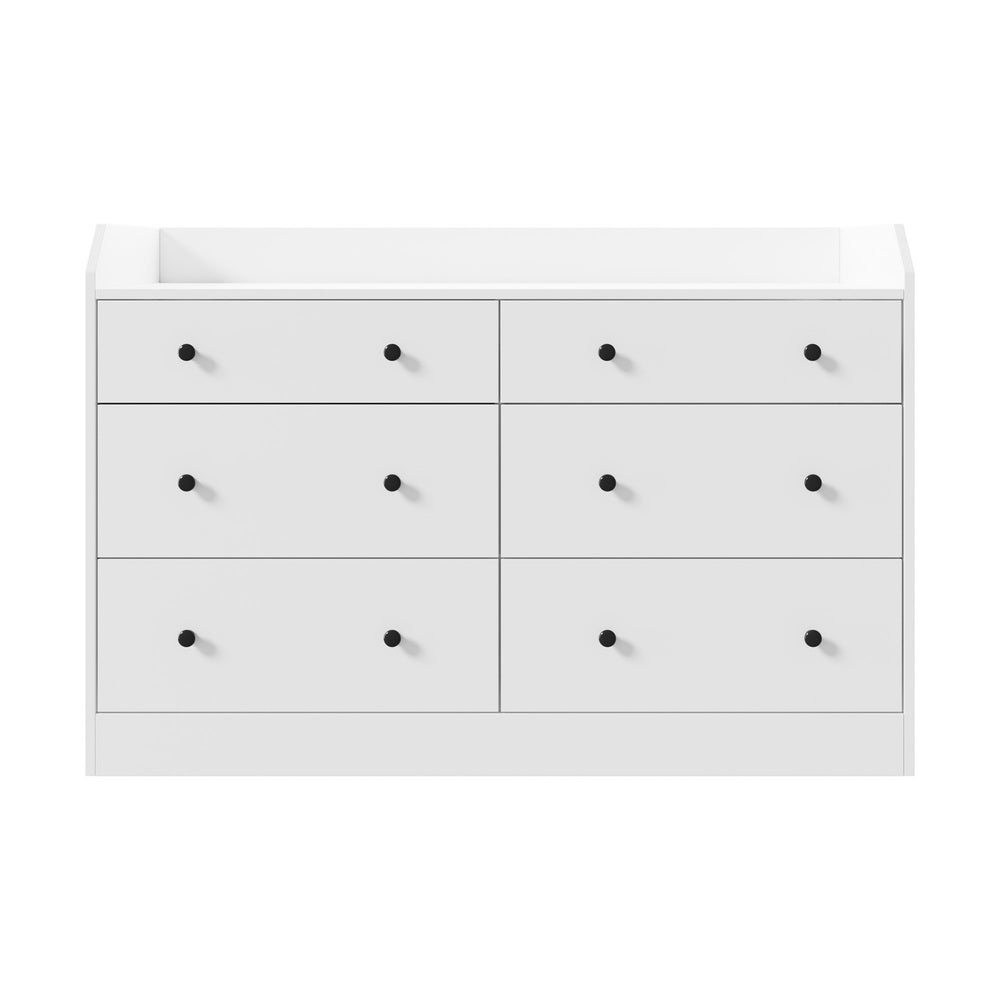 Buffet Sideboard Hamptons Style 6 Drawers White