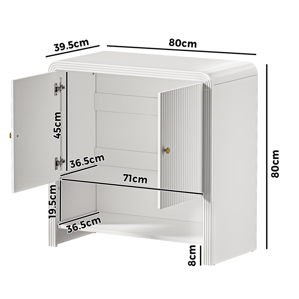 Buffet Sideboard Storage Cabinet White 2 Doors Cupboard for Dining Room