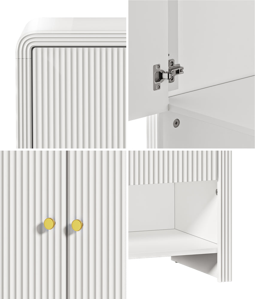 Buffet Sideboard Storage Cabinet White 2 Doors Cupboard for Dining Room