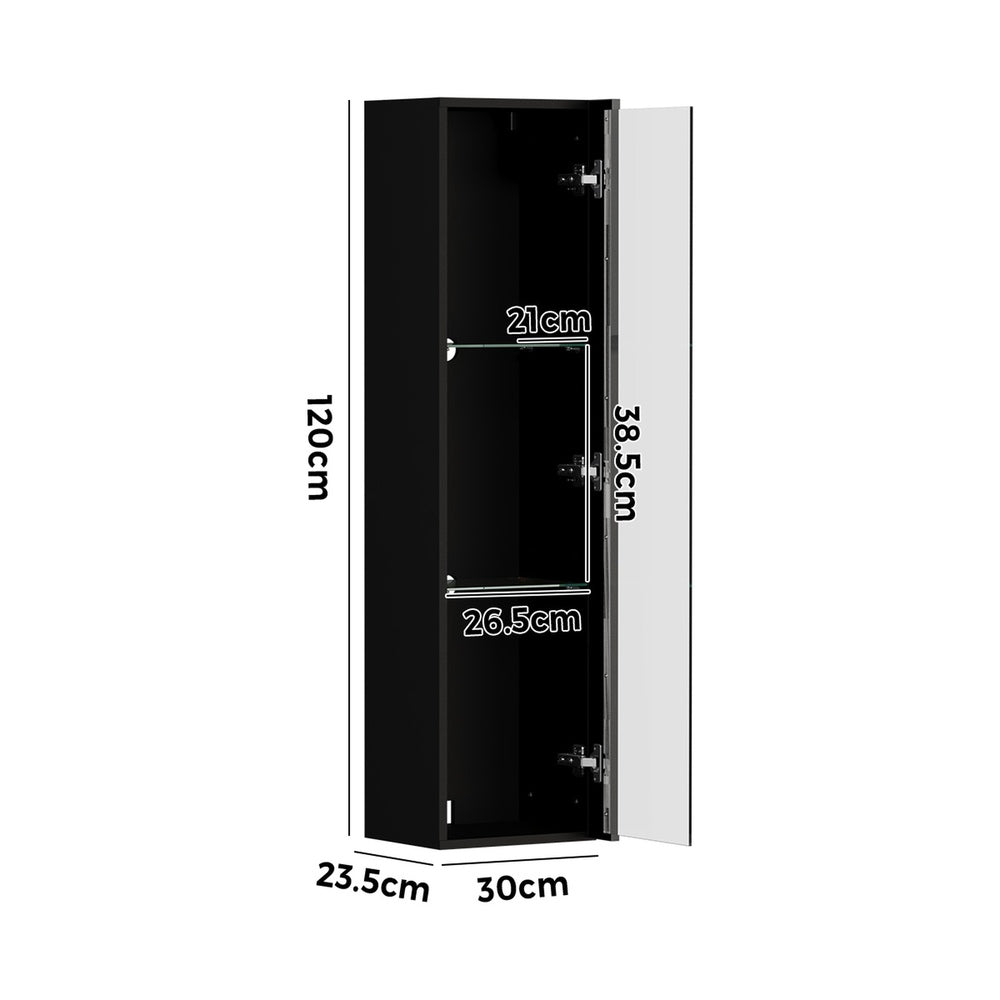 LED Display Cabinet Wall Mounted High Gloss Black | Simplede