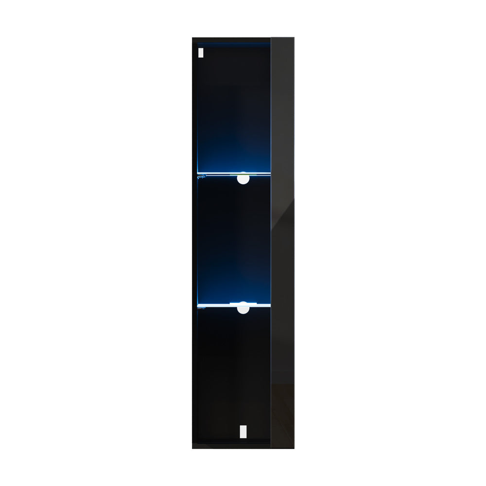 LED Display Cabinet Wall Mounted Black 2PCS | Simpledeals