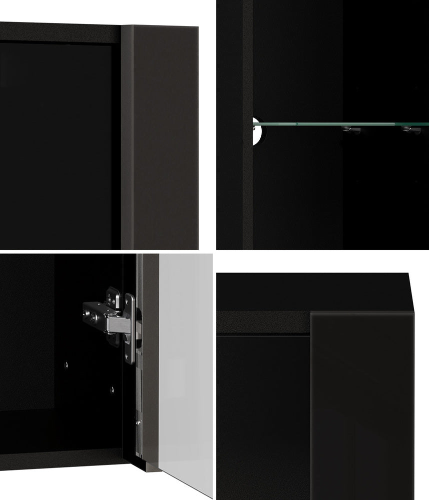 LED Display Cabinet Wall Mounted Black 2PCS | Simpledeals